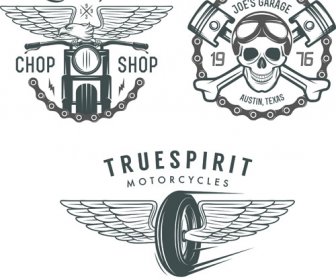 мотоцикл логотипы творческие ретро векторов