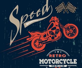 Balap Sepeda Motor Antik Desain Poster Grunge Gelap