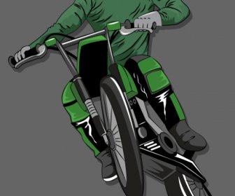 Motorcycle Racer Icon Modern Dynamic 3d Sketch