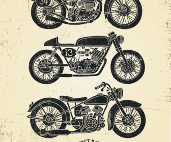 Sepeda Motor Retro Poster Kreatif Vektor Grafis