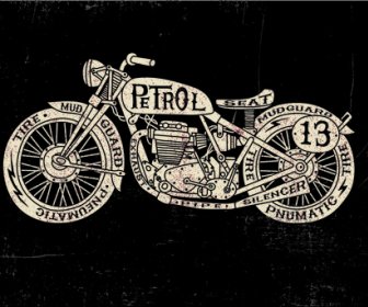 Sepeda Motor Retro Poster Kreatif Vektor Grafis
