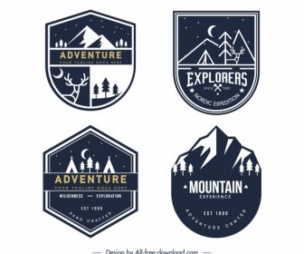 Mountain Adventure Labels Templates Dark Classic Sketch