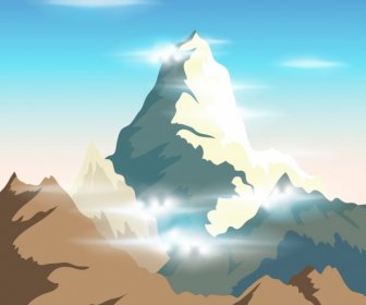 Mountain Background Bright Shiny Cartoon Design