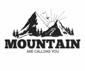 Mountain Camping Logo Template Retro Handdrawn Design