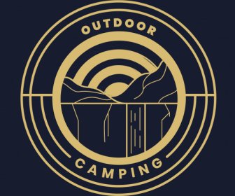 Logotipo De Camping De Montaña Diseño Clásico De Círculo Plano