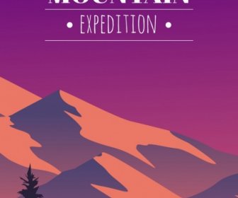 mountain exploring tour advertising dark violet design