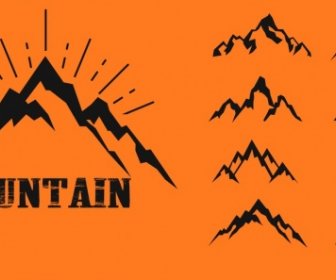 Mountain Icons Collection Various Flat Sketch