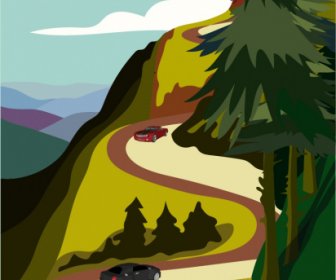 Mountain Scenery Poster Colorful Motion Design