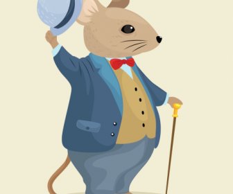 Icono De Personaje De Dibujos Animados Ratón Elegante Boceto Estilizado