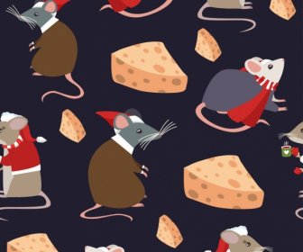 Maus-Käse-Hintergrund Stilisierte Zeichentrickfiguren