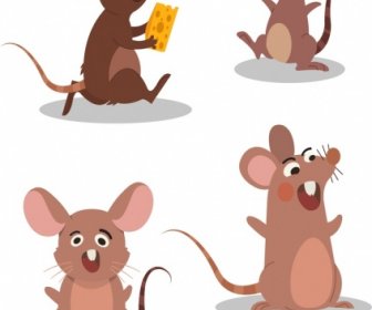 Mouse Icons Cute Stylized Cartoon Characters