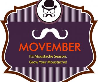 Movember 콧수염 시즌 배너 클래식 스트라이프 디자인