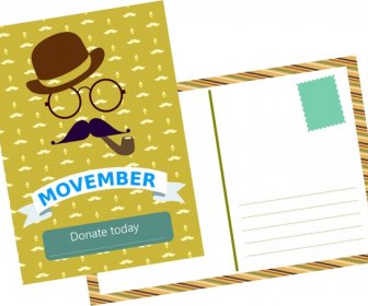 Movember Postcard Template Old Man And Mustache Pattern