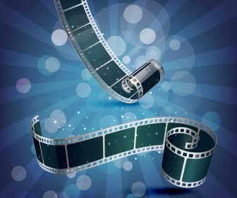 Movie Advertising Background Film Roll Icons 3d Design