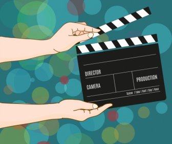 Movie Background Hand Action Board Icons Cartoon Design