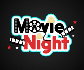 Movie Logo Design Text Reel Filmstrip Icons Decoration