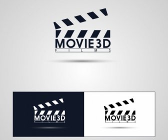 Logotipi Di Film Simbolo Nero Bianco Design Piatto