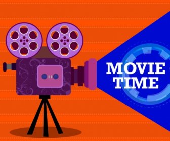 Icône De Film Temps Fond Coloré Cine Projector