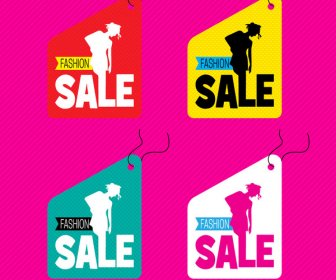 Multicoloured Sale Tags For Fashion Shop Vector Illustration