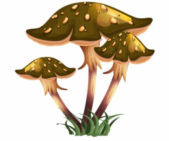 Mushroom Icon Shiny Colored Classical Design
