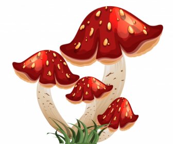 Значок гриба блестящий красочный современный дизайн