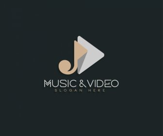 music and video logotype flat contrast music note play button sketch