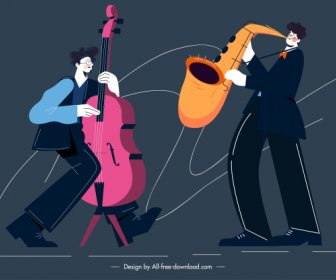 Music Background Accoustic Performance Sketch Cartoon Design