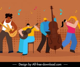 Música De Fondo Orquesta Interpretación Sketch Dibujos Animados Diseño