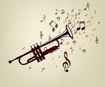 Música Fondo Trompeta Notas Iconos Decoración
