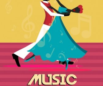 Music Festival Banner Dancing Couple Icon Classical Design