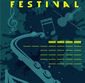 Music Festival Banner Dark Vignette Symbols Design