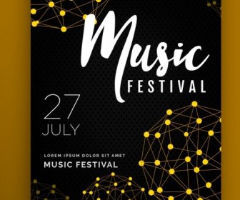 Música Festival Flyer Plantilla 3d Oscuras Esferas Sketch
