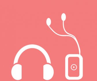 Music Icon Vector Red Headphones