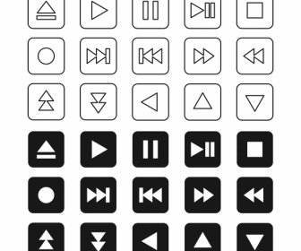 Musik Media Player Icon Set Vektor-Vorlage Illustration Design