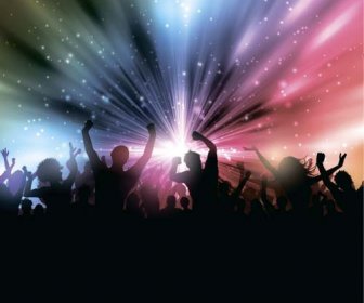 Music Party Backgrounds With People Silhouettes Vectors