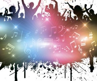 Music Party Backgrounds With People Silhouettes Vectors