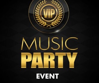 Music Party Banner Luxury Royal Style Crown Icon