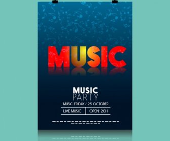 Music Party Leaflet Reflection Text Notes Icons