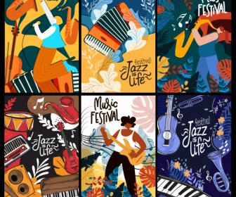 Music Poster Templates Colorful Dynamic Decor Classic Design