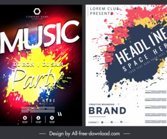 Music Poster Templates Colorful Grunge Ink Decor