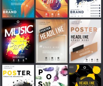 Music Poster Templates Modern Colorful Dynamic Grunge Decor