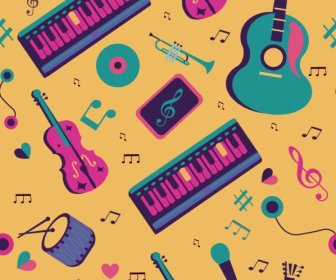 Musical Pattern Instruments Icons Classical Decor