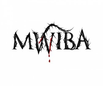 Mwiba Text Logotype การออกแบบเลือด Bristly