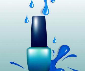 Icono De Botella De Pintura De Uñas Azul Salpicadura Ornamento