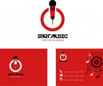 Card Design Rot Musik Symbole Namensergänzung