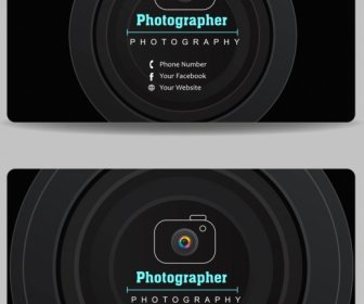 Name Card Template Camera Lens Icon Dark Design