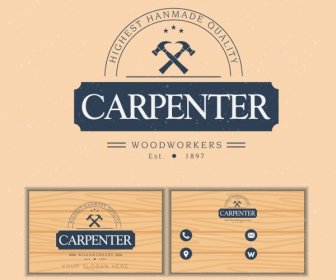 Name Card Template Carpenter Logotype Wooden Backdrop