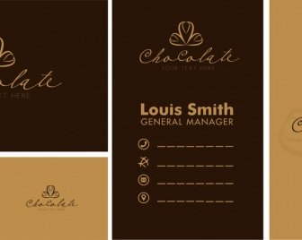 Name Card Template Chocolate Icons Logo Dark Design
