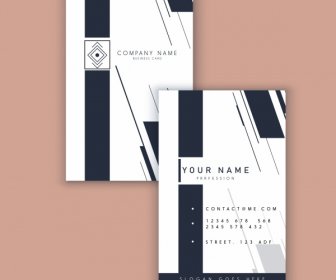 Name Card Template Classical Flat Black White Decor