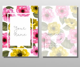 Name Card Template Colorful Floral Classical Blurred Design